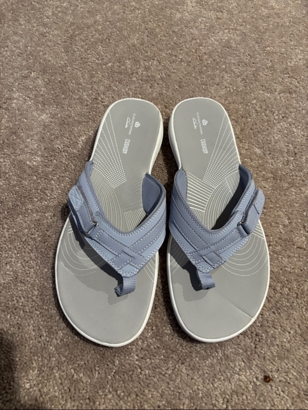 Cloudsteppers by Clarks Light Blue Gray Thong Sandals